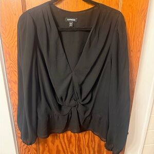 Express Women's Elegant Black Drape Blouse